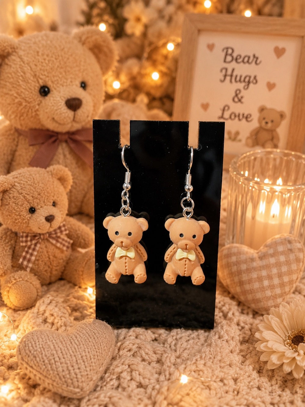 Teddy Bear Dangle Earrings